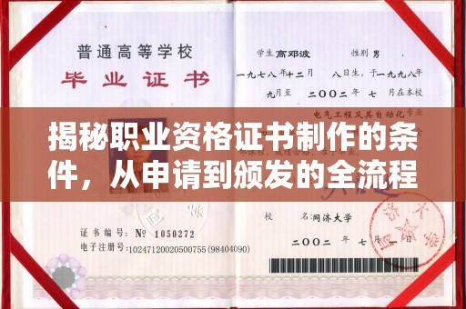 钦北揭秘职业资格证书制作的条件，从申请到颁发的全流程解析